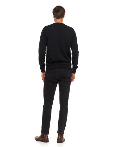 Swetry męskie - Klasyczny sweter męski bawełniany CZARNY - produkt 8