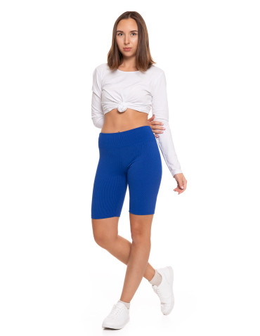 Legginsy damskie - Legginsy kolarki damskie w prążek wysoki stan CIEMNY NIEBIESKI - produkt 1