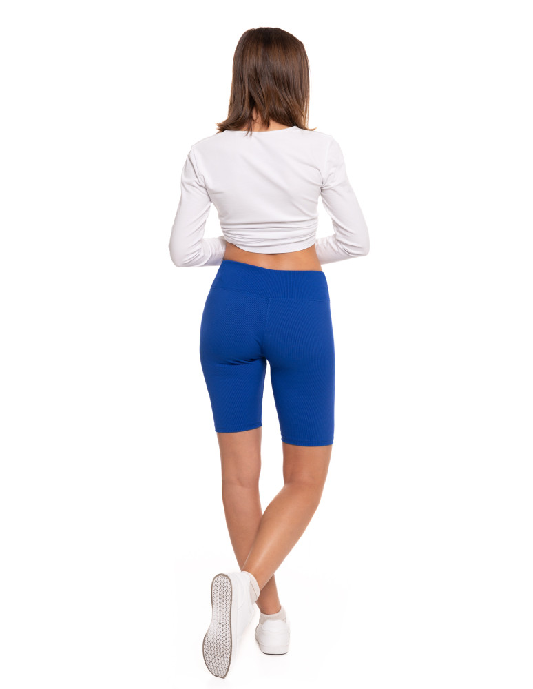 Legginsy damskie - Legginsy kolarki damskie w prążek wysoki stan CIEMNY NIEBIESKI - produkt moraj.pl 3