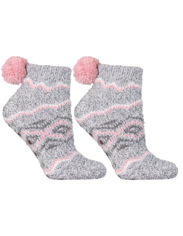 Skarpetki za kostkę - Ciepłe skarpetki damskie za kostkę z pomponem i ABS 3-pak WIELOKOLOROWY - produkt 3