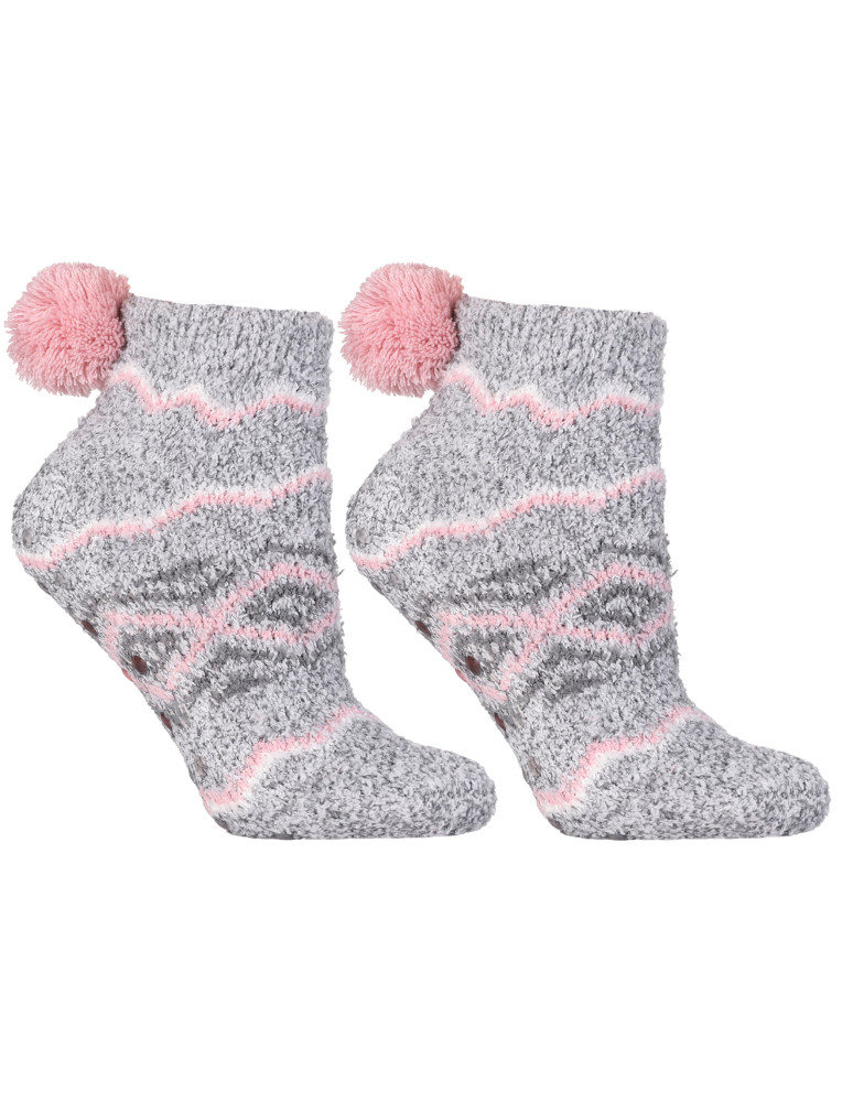 Skarpetki za kostkę - Ciepłe skarpetki damskie za kostkę z pomponem i ABS 3-pak WIELOKOLOROWY - produkt moraj.pl 3