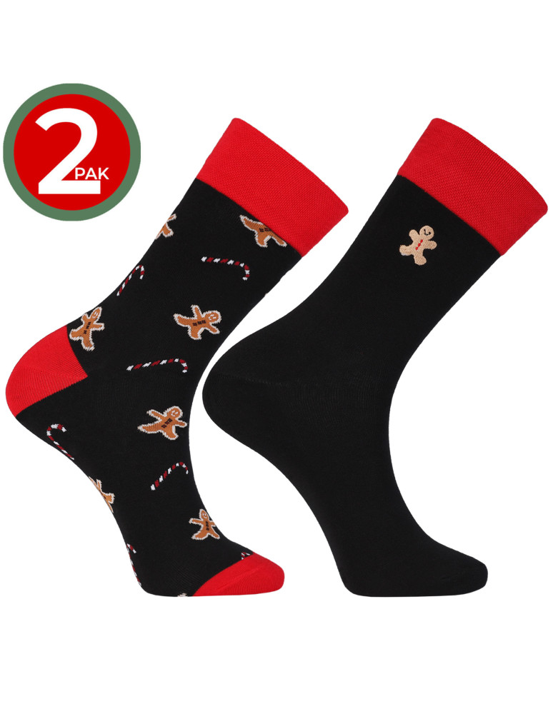 Skarpetki długie - Świąteczne męskie skarpetki długie z pierniczkiem 2-pak WIELOKOLOROWY - produkt moraj.pl 5