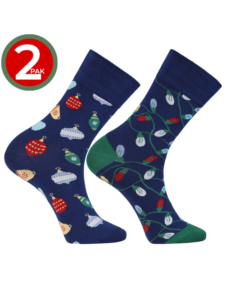 Skarpetki długie - Świąteczne męskie skarpetki w bombki i światełka 2-pak WIELOKOLOROWY  - produkt moraj.pl 5