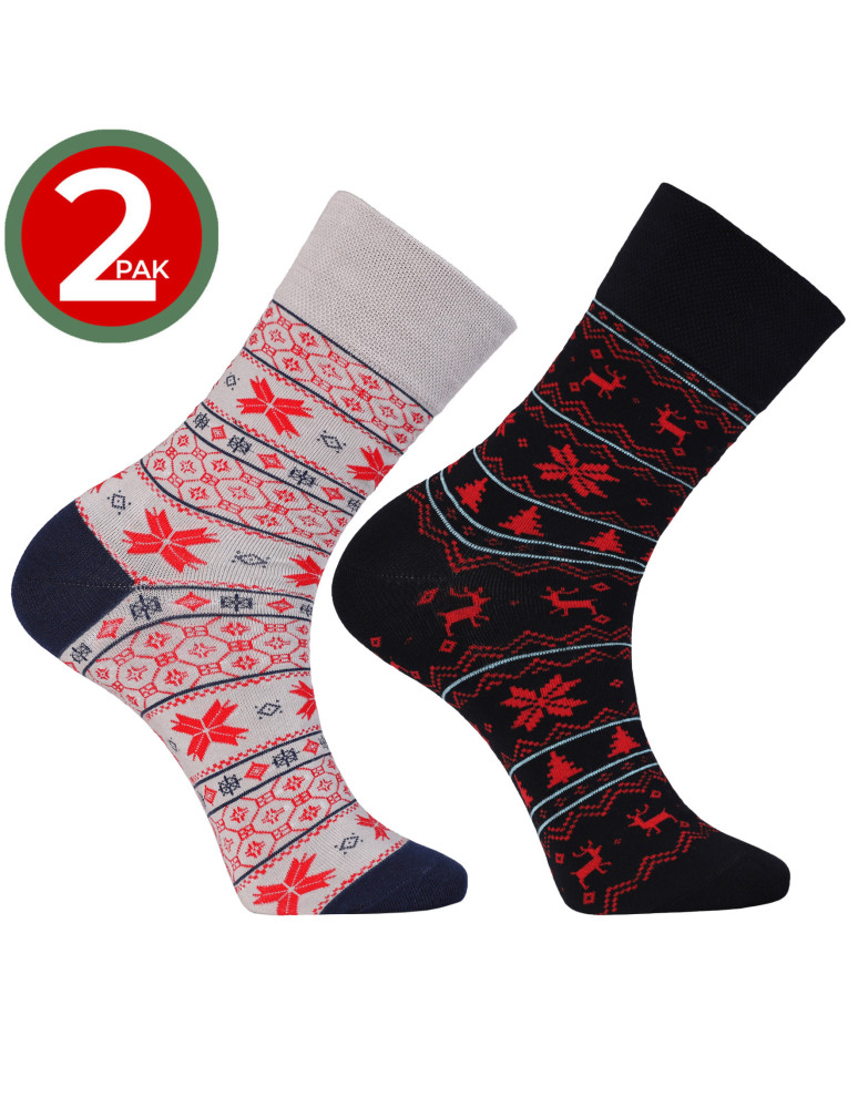 Skarpetki długie - Zestaw męskich skarpetek świątecznych norweskie wzory 2-pak WIELOKOLOROWY - produkt moraj.pl 5