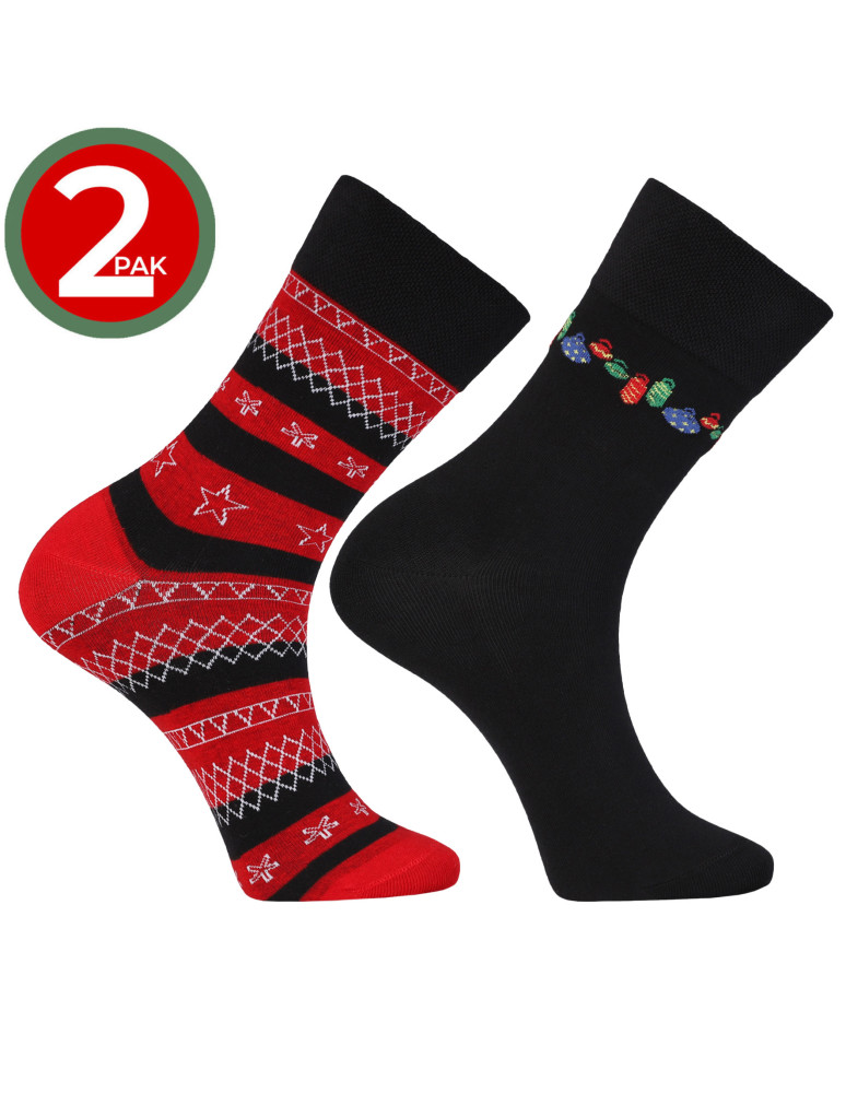 Skarpetki długie - Zestaw męskich skarpet świątecznych w bombki i gwiazdy 2-pak WIELOKOLOROWY - produkt moraj.pl 5