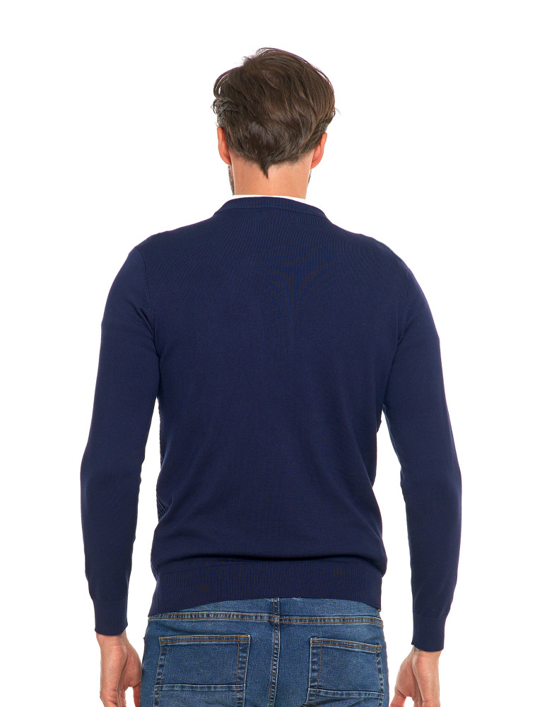 Swetry męskie - Męski sweter klasyczny z wiskozy elegancki GRANATOWY - produkt moraj.pl 2