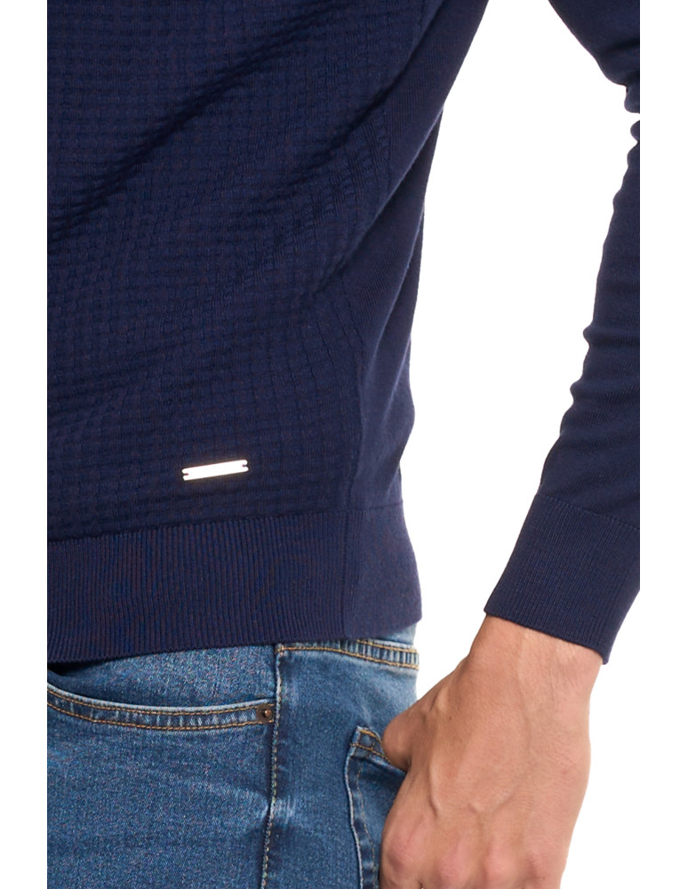 Swetry męskie - Męski sweter klasyczny z wiskozy elegancki GRANATOWY - produkt moraj.pl 5