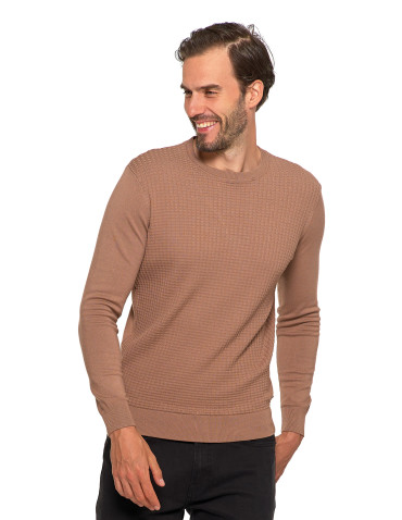 Swetry męskie - Męski sweter klasyczny z wiskozy elegancki MOKKA - produkt 1