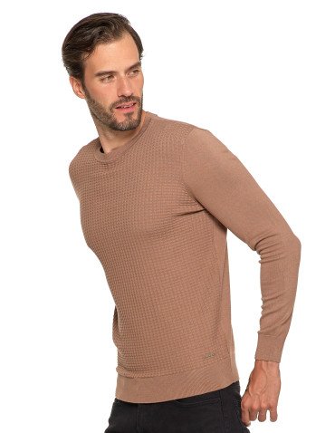 Swetry męskie - Męski sweter klasyczny z wiskozy elegancki MOKKA - produkt 3