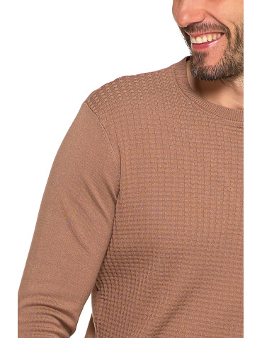 Swetry męskie - Męski sweter klasyczny z wiskozy elegancki MOKKA - produkt 4