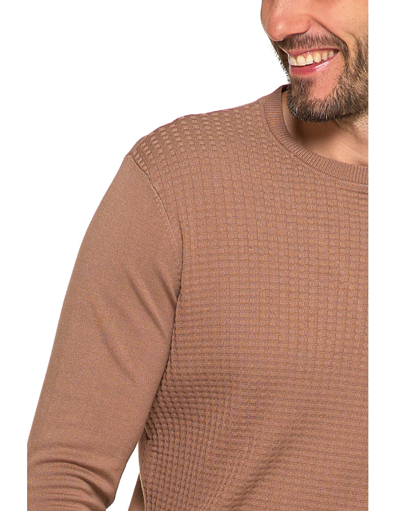 Swetry męskie - Męski sweter klasyczny z wiskozy elegancki MOKKA - produkt moraj.pl 4