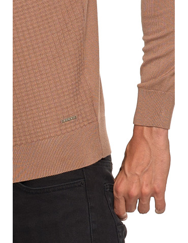 Swetry męskie - Męski sweter klasyczny z wiskozy elegancki MOKKA - produkt 5