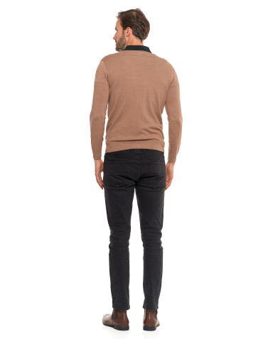 Swetry męskie - Męski sweter klasyczny z wiskozy elegancki MOKKA - produkt 6