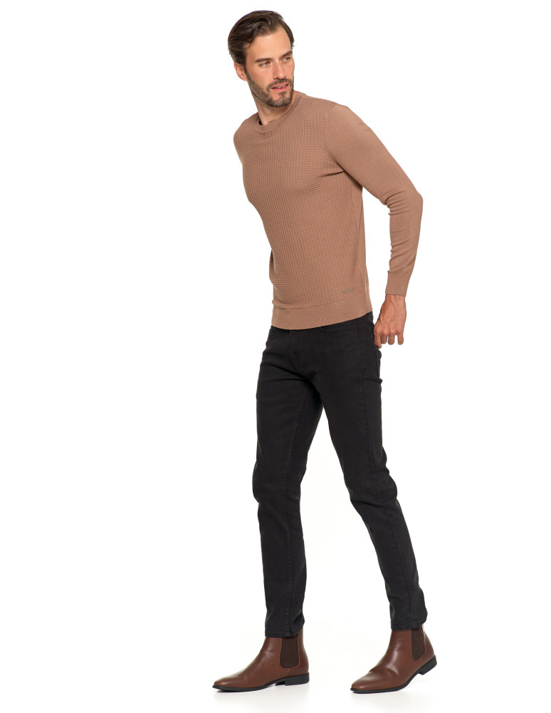 Swetry męskie - Męski sweter klasyczny z wiskozy elegancki MOKKA - produkt moraj.pl 7