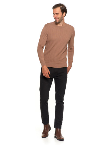 Swetry męskie - Męski sweter klasyczny z wiskozy elegancki MOKKA - produkt 8