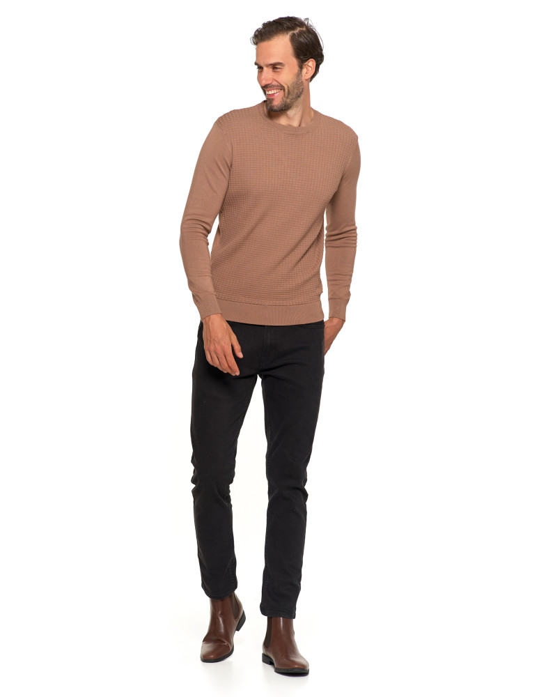 Swetry męskie - Męski sweter klasyczny z wiskozy elegancki MOKKA - produkt moraj.pl 8