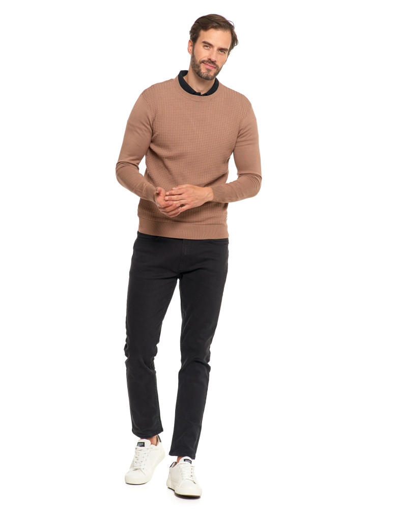 Swetry męskie - Męski sweter klasyczny z wiskozy elegancki MOKKA - produkt moraj.pl 9