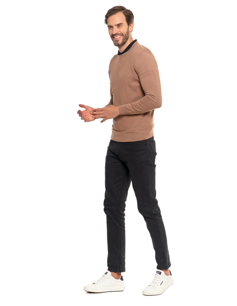 Swetry męskie - Męski sweter klasyczny z wiskozy elegancki MOKKA - produkt moraj.pl 10