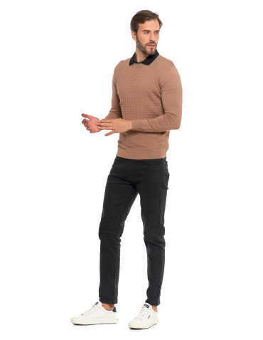 Swetry męskie - Męski sweter klasyczny z wiskozy elegancki MOKKA - produkt 11