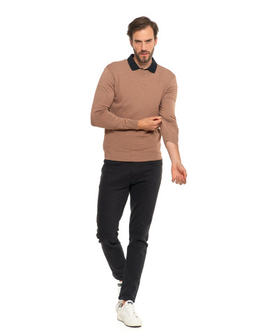 Swetry męskie - Męski sweter klasyczny z wiskozy elegancki MOKKA - produkt 12