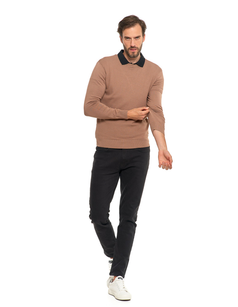 Swetry męskie - Męski sweter klasyczny z wiskozy elegancki MOKKA - produkt moraj.pl 12