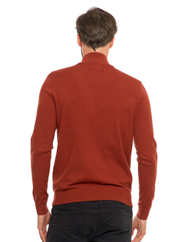 Swetry męskie - Męski sweter klasyczny z golfem BEŻOWY - produkt 2