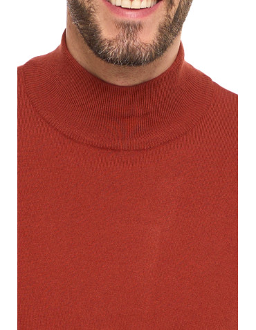 Swetry męskie - Męski sweter klasyczny z golfem BEŻOWY - produkt 5