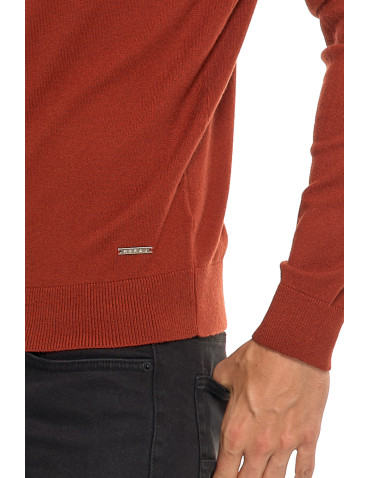 Swetry męskie - Męski sweter klasyczny z golfem BEŻOWY - produkt 6