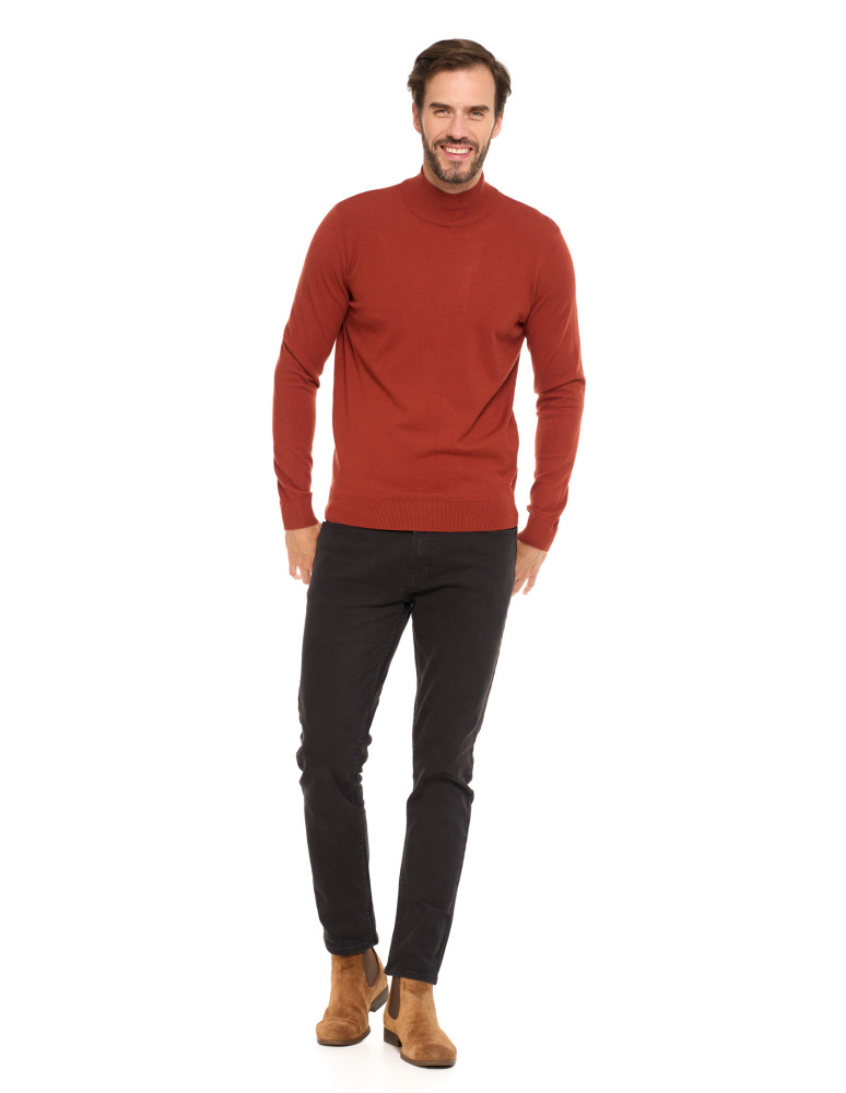 Swetry męskie - Męski sweter klasyczny z golfem BEŻOWY  - produkt moraj.pl 8