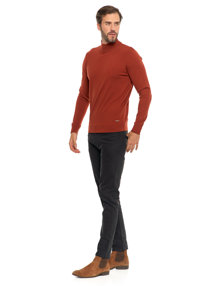 Swetry męskie - Męski sweter klasyczny z golfem BEŻOWY  - produkt moraj.pl 9