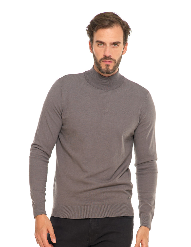 Swetry męskie - Męski sweter klasyczny z golfem SZARY  - produkt moraj.pl 3