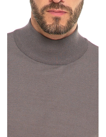 Swetry męskie - Męski sweter klasyczny z golfem SZARY - produkt 4