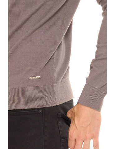 Swetry męskie - Męski sweter klasyczny z golfem SZARY - produkt 5