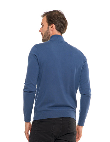 Swetry męskie - Męski sweter klasyczny z golfem NIEBIESKI - produkt 2