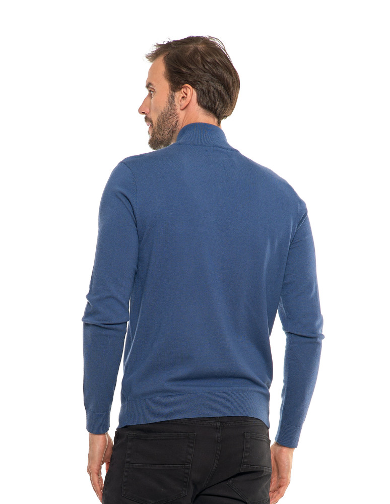 Swetry męskie - Męski sweter klasyczny z golfem NIEBIESKI - produkt moraj.pl 2