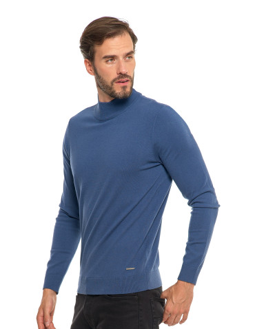 Swetry męskie - Męski sweter klasyczny z golfem NIEBIESKI - produkt 3