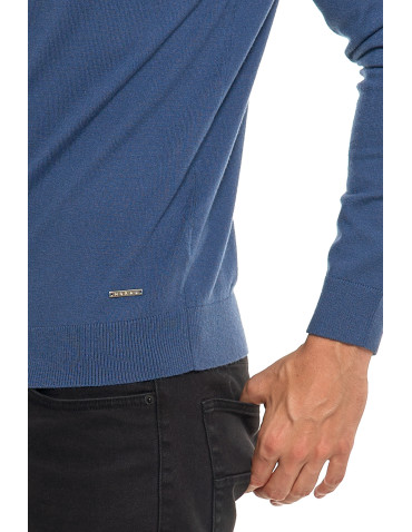 Swetry męskie - Męski sweter klasyczny z golfem NIEBIESKI - produkt 5