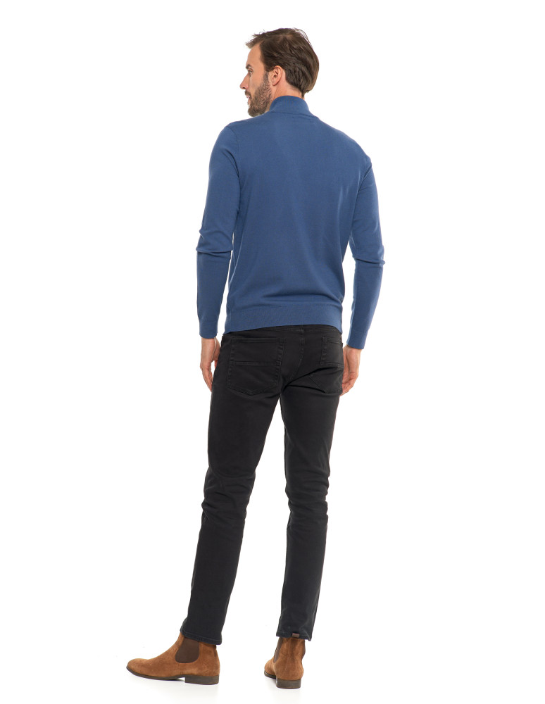 Swetry męskie - Męski sweter klasyczny z golfem NIEBIESKI - produkt moraj.pl 7