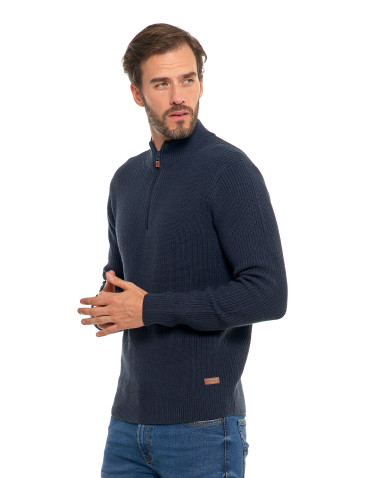 Sweter męski klasyczny zapinany ze stójką  - produkt 2