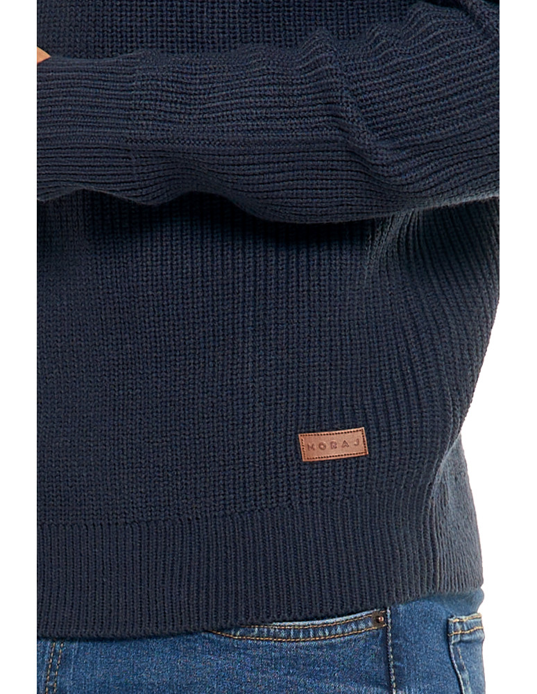 Swetry męskie - Sweter męski klasyczny zapinany ze stójką GRANATOWY - produkt moraj.pl 6