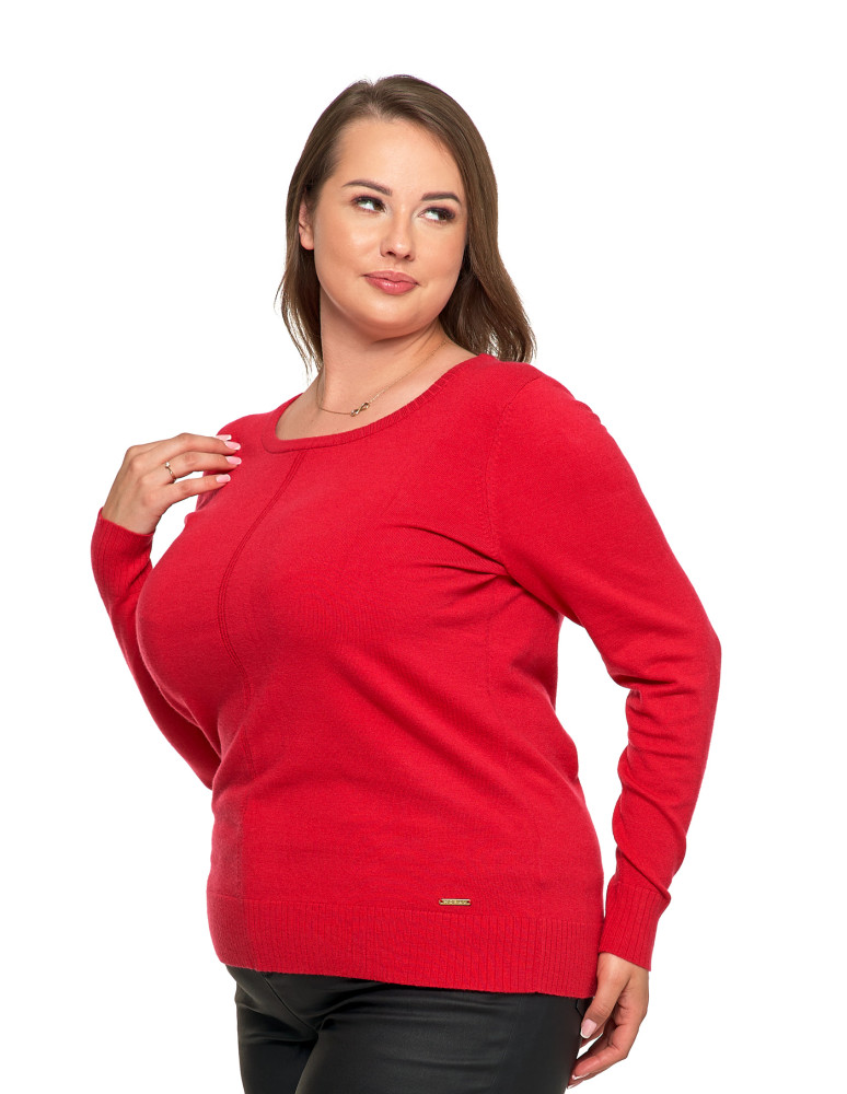 Swetry i kardigany - Sweter damski klasyczny z długim rękawem CZERWONY - produkt moraj.pl 5