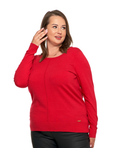 Swetry i kardigany - Sweter damski klasyczny z długim rękawem CZERWONY - produkt 6