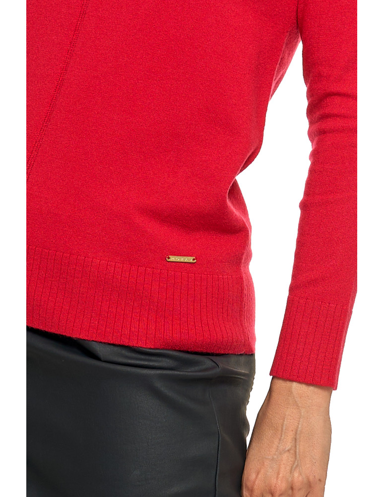 Swetry i kardigany - Sweter damski klasyczny z długim rękawem CZERWONY - produkt moraj.pl 8