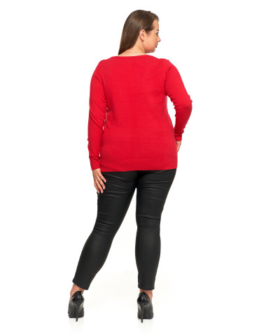 Swetry i kardigany - Sweter damski klasyczny z długim rękawem CZERWONY - produkt 10