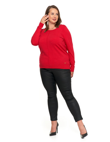 Swetry i kardigany - Sweter damski klasyczny z długim rękawem CZERWONY - produkt 11