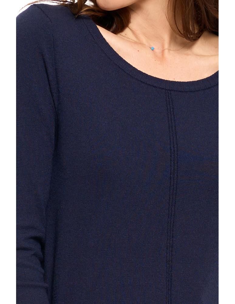 Swetry i kardigany - Sweter damski klasyczny z długim rękawem GRANATOWY - produkt moraj.pl 5