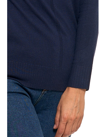 Swetry i kardigany - Sweter damski klasyczny z długim rękawem GRANATOWY - produkt 7