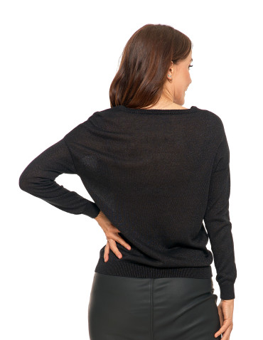 Damski sweter z metaliczną nitka i długim rękawem  - produkt 2