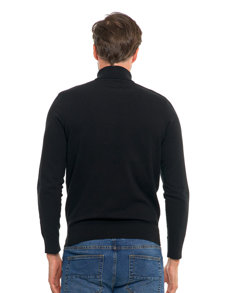Swetry męskie - Męski sweter klasyczny z golfem bawełniany CZARNY - produkt moraj.pl 2
