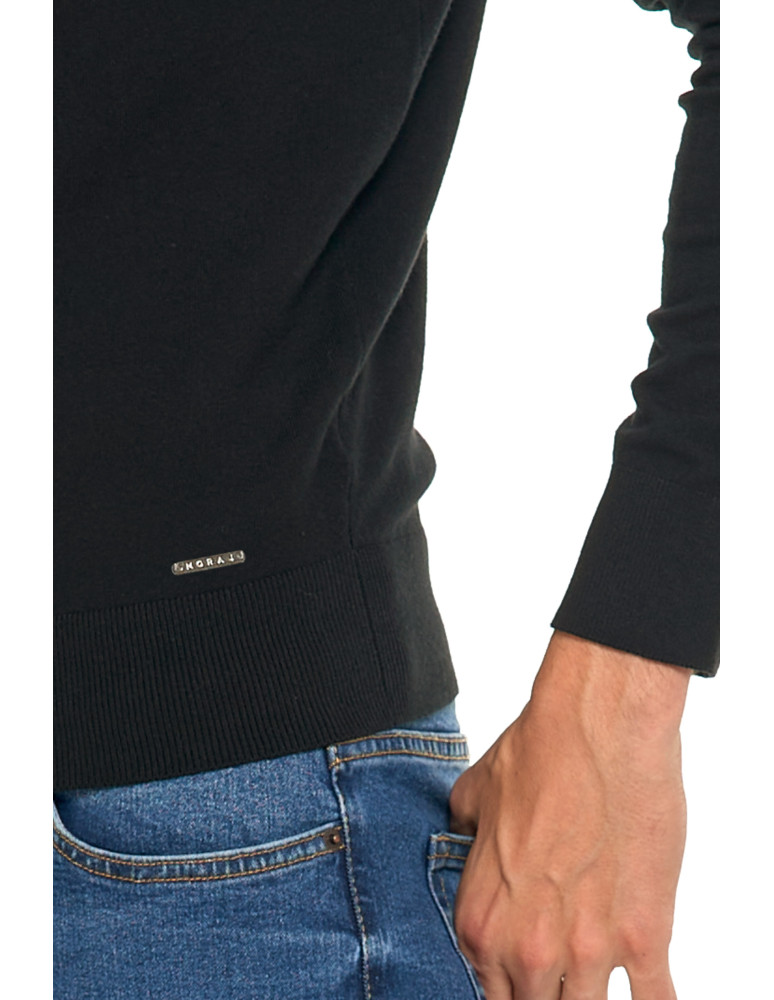 Swetry męskie - Męski sweter klasyczny z golfem bawełniany CZARNY - produkt moraj.pl 4